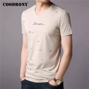 T Shirt Men Fashion Casual V-Neck T-Shirt Streetwear Mens Clothing 2020 Summer Soft Cotton