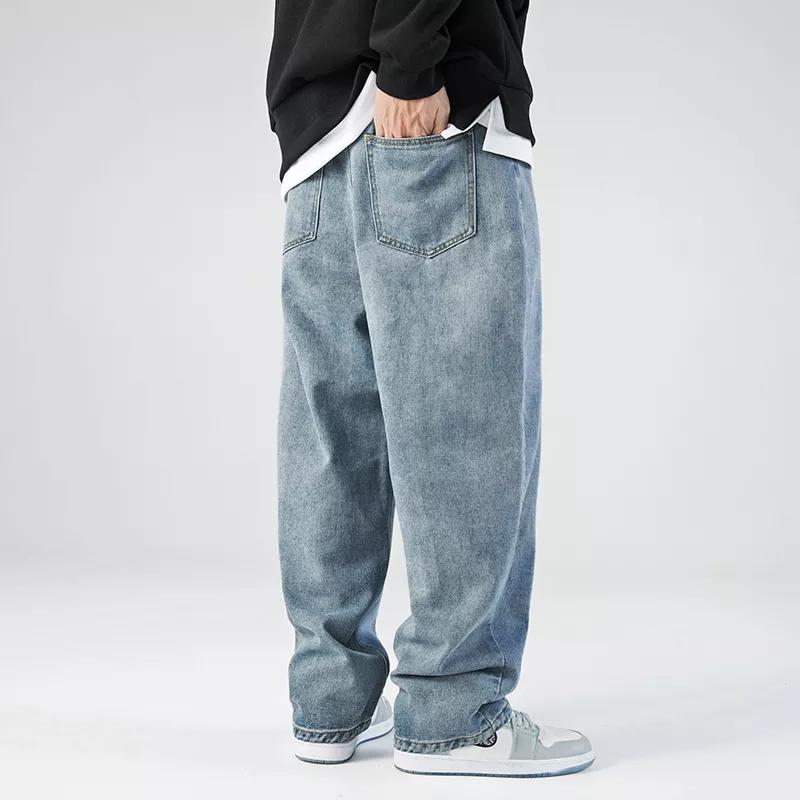 Mens Baggy Jeans Men Y2K Oversized Wide Leg Punk Denim Pants Streetwear Korean Fashion