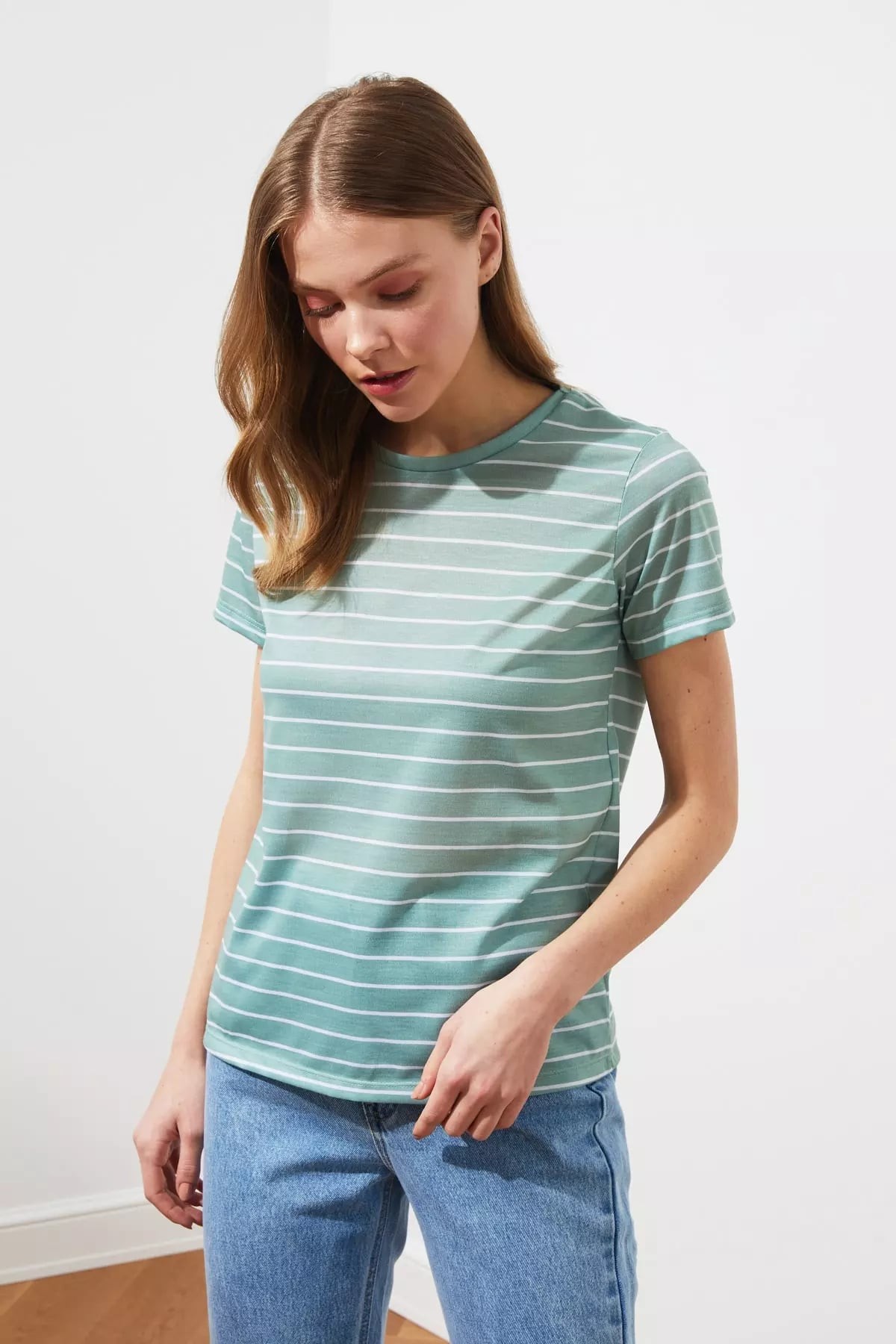 Women  Striped Basic Knitted T-Shirt