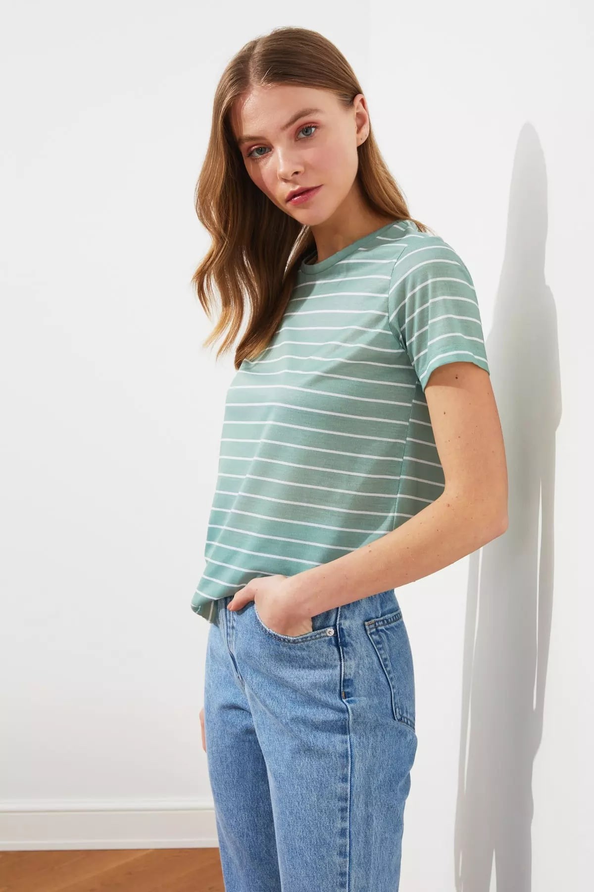 Women  Striped Basic Knitted T-Shirt